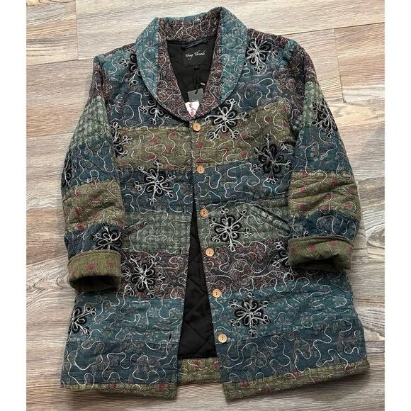 NWT Young Threads‎ quilted boho patchwork jacket size Large - Picture 1 of 5